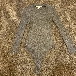 Gray Choker Cut-out Bodysuit